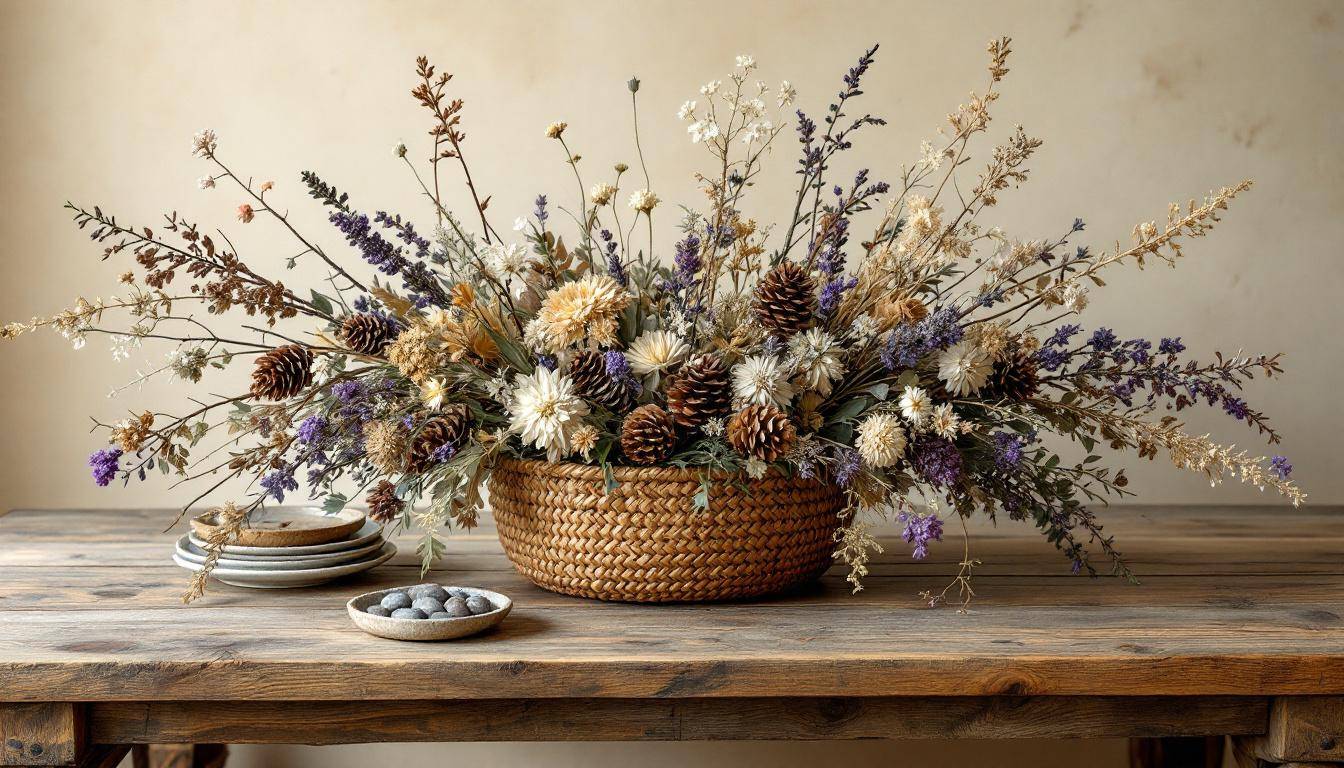 Centre de table champêtre pour mariage