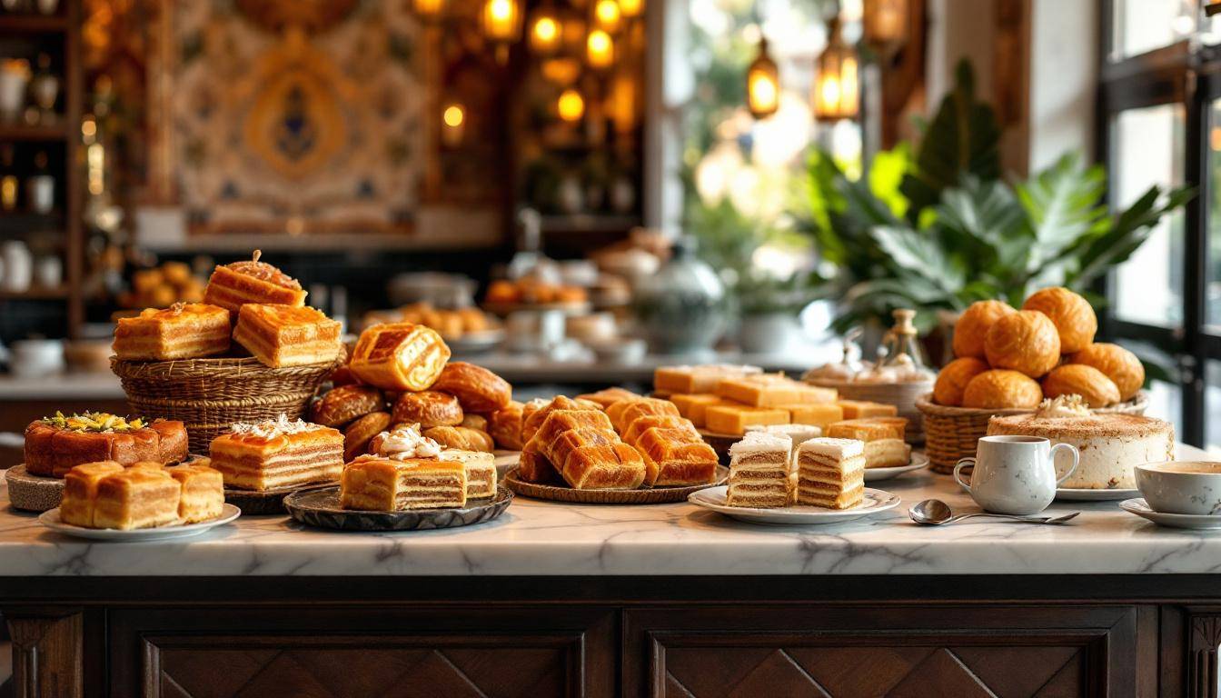 Assortiment de pâtisseries orientales raffinées avec miel et pistaches