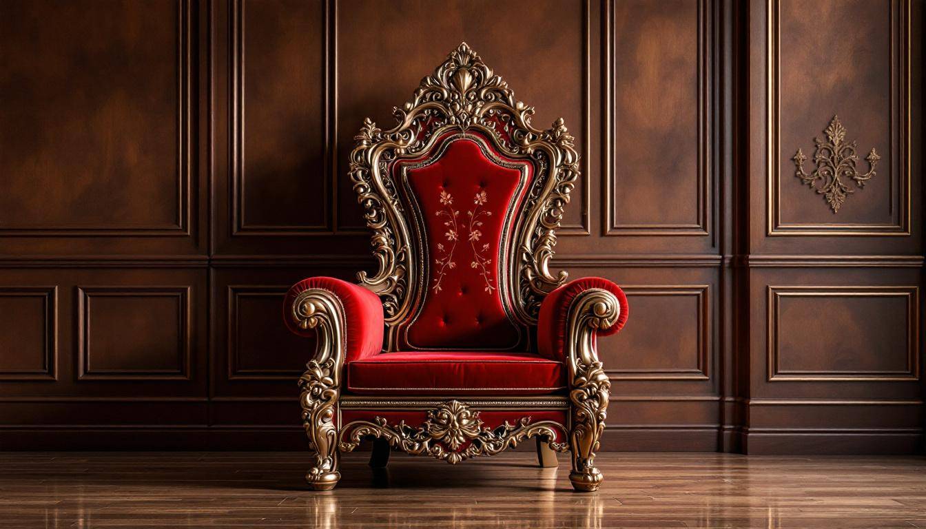 Trône de mariage oriental baroque doré dans une salle de réception à Vénissieux