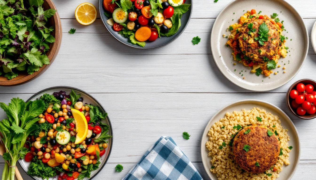 Variété d'options alimentaires halal et végétariennes