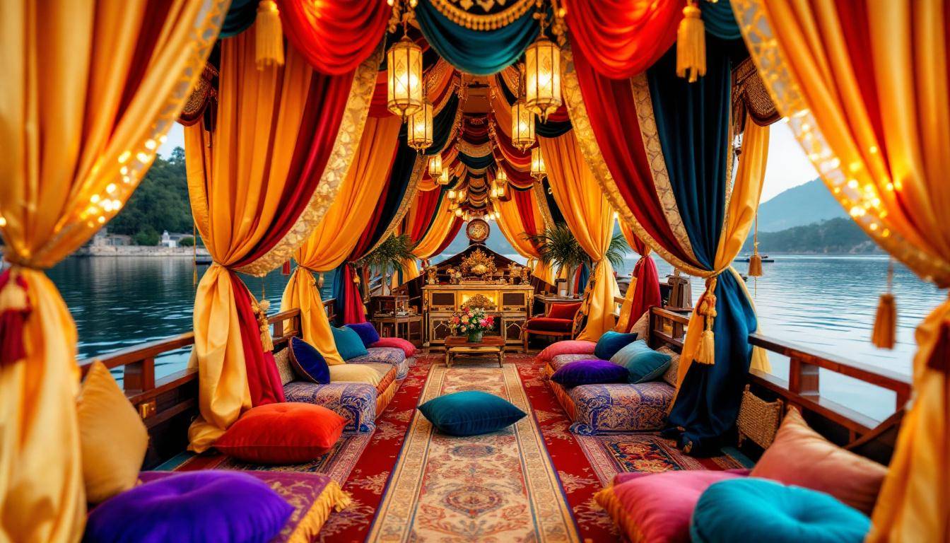 Péniche sur la Saône aménagée pour réception orientale