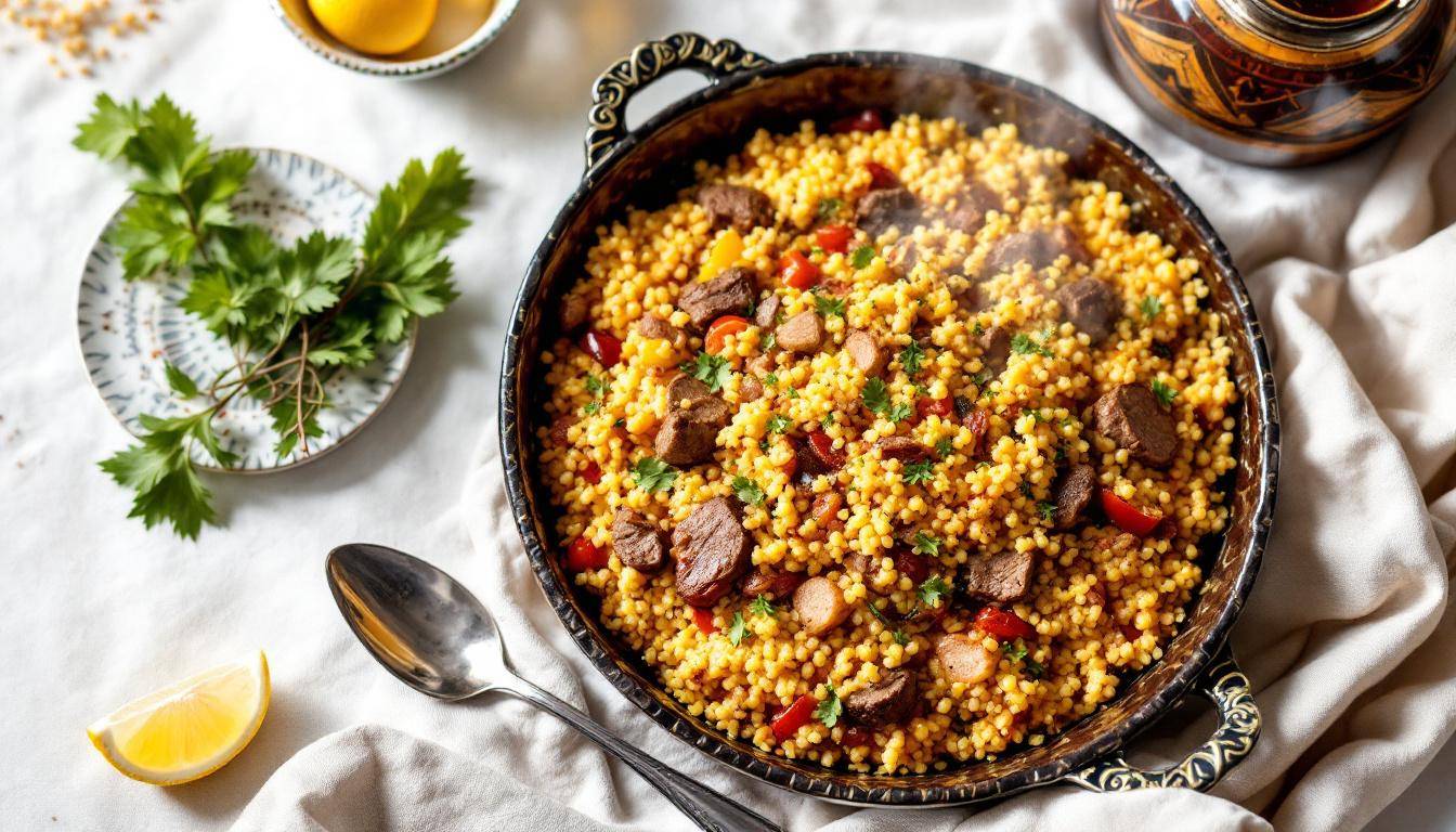 Préparation artisanale du couscous royal par notre équipe de traiteurs