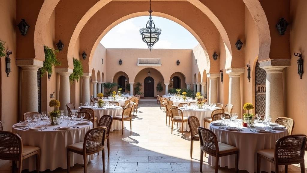 Intérieur élégant de la salle Essaouira à Meyzieu décorée pour un mariage oriental