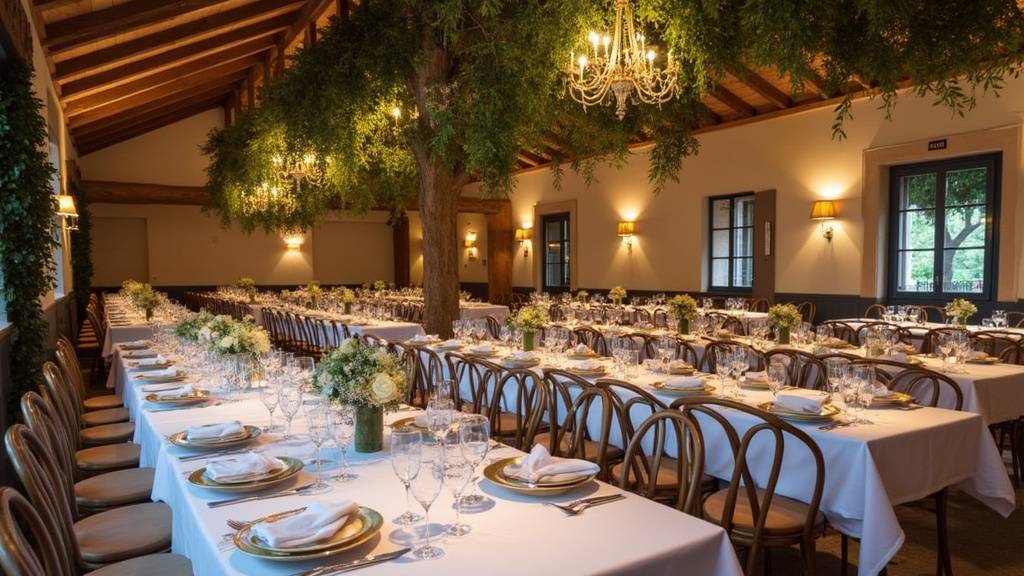 Salle de réception élégante décorée pour un mariage à Lyon avec éclairage romantique