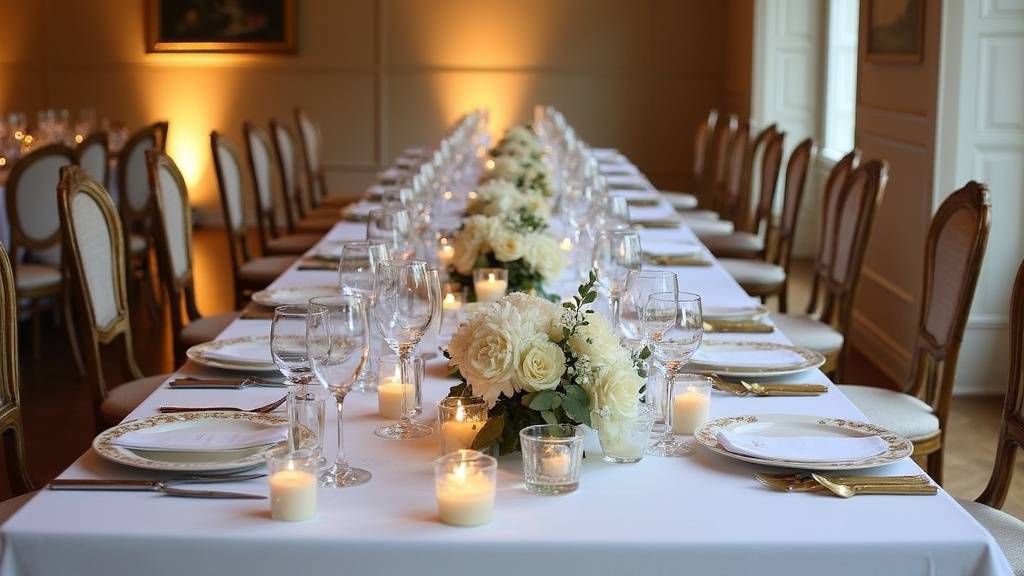 Grande salle de réception moderne à Lyon avec décoration florale et éclairage d'ambiance
