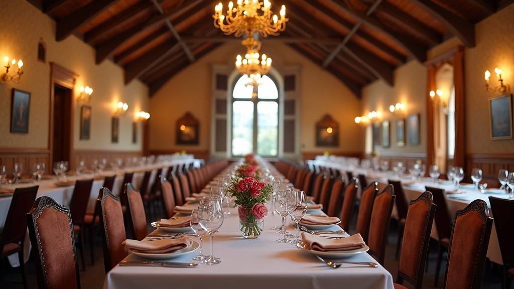 Intérieur d'une salle privée décorée pour mariage