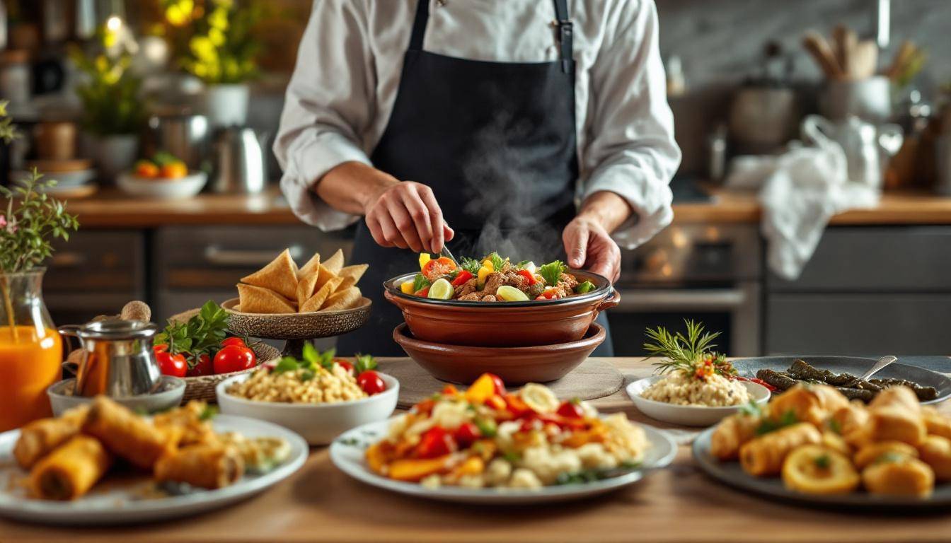 Chef préparant des spécialités orientales traditionnelles
