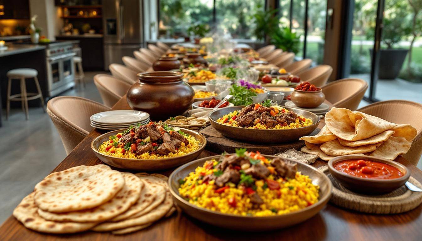 Couscous royal servi lors d'un événement à Vénissieux avec légumes colorés et viandes généreuses