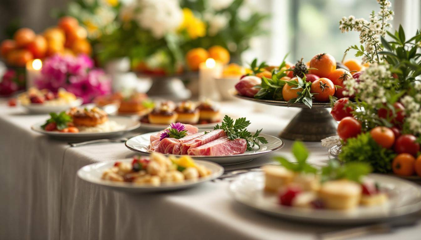 Pastilla dorée et tajine de poulet aux olives préparés par traiteur à Vénissieux